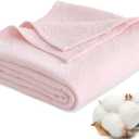Premium 100% Cotton Blanket – All-Season Soft Breathable Bed Blanket for Twin Size – Lightweight Stylish Textured Throw for Bed– Giftable Cozy Bedding, Twin(60" x 80") Pink