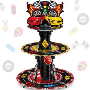 Censen 3 Tier Race Car Party Decorations Cupcake Stand Truck Car Favors Cupcake Holder Racing Truck Dessert Tower Car Theme Dessert Stand for Kids Boys Birthday Race Car Party Supplies Decor