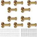 Bathroom Towel Hooks, 10 Pack Round Coat Hooks, Sturdy Wall Mounted Robe Hook, SUS 304 Stainless Steel Heavy Duty Clothes Hanger, Wall Towel Hooks for Bathroom Bedroom Kitchen(2 in, Gold)