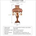 European Style Table Lamp Victorian Style Resin Desk Lamp with Fabric Shade and E27 Bulb Tiffany European Style Lamp for Bedroom Living Room Office Study