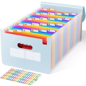 ABC life 26-Pocket Accordion File Organizer, Expanding File Folder, Letter/A4 Size Plastic Monthly Bill & Tax Receipt Holder with A-Z Tabs for Home, Office, Classroom - Light Blue