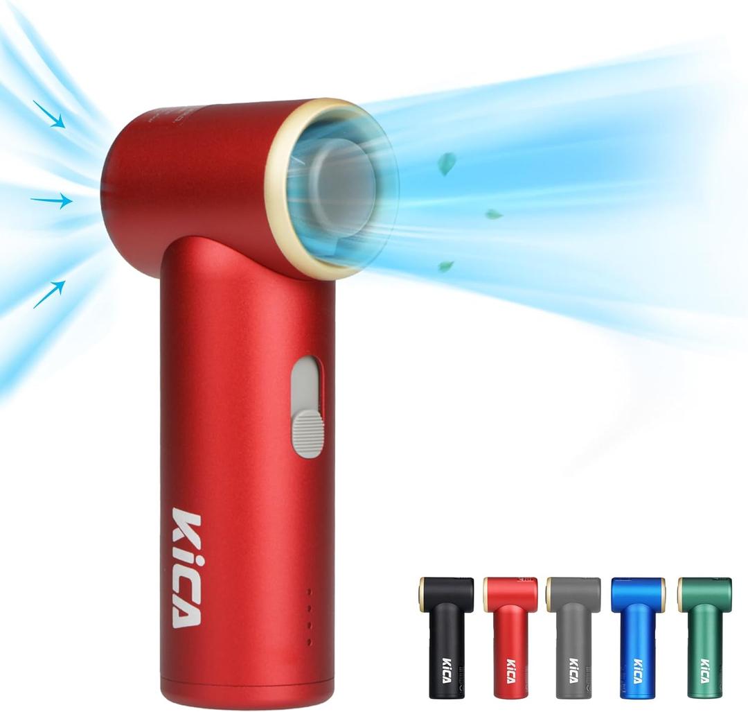 Kica JetFan Mini Personal Handheld Fan[Max 14Hrs Working Time] 3000mAh USB Rechargeable Battery, Metal Shell Turbo Fan, Adjustable Speed, for Office/Outdoor/Travel/Camping-Red