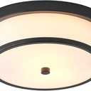 12 inch Flush Mount Ceiling Light, 2-Light Close to Ceiling Light Fixtures with Black Finish for Bathroom Bedroom Kitchen Hallway (Black)