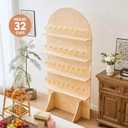 5.9 ft 4-Tier Champagne Wall Holder, Wooden Champagne Wall Holds 32 Flutes, Foldable Champagne Wall Display with Hinged Design for Wedding (Foldable Hinged Version)