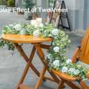 6FT Artificial Eucalyptus Garland with Flowers, 10 White Roses Baby Breath Garland Floral Greenery for Wedding Party Centerpiece Table Runner Backdrop Wall Decor Decoration