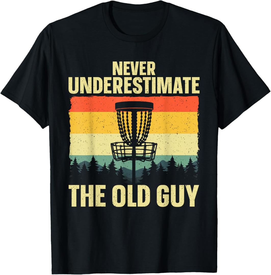 Disc Golf Art For Grandpa Men Dad Disc Golf Player Disc Golf T-Shirt (Small, Black)