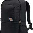 Carhartt Insulated 24 Can Two Compartment Cooler Backpack, Fully-Insulated Base, Durable Water-Resistant for Camping, Beach & Travel (Black)