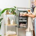 SMIRLY 6 Shelf Hanging Closet Organizer Hanging Shelves, Closet Hanging Organizer with 2 Sturdy Hooks for Wardrobe, Nursery, Storage (Grey, 3 Shelf)