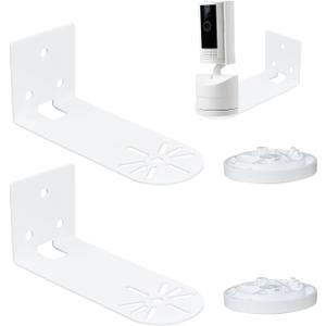 2 Pack Adhesive Wall Mount Compatible with Ring Pan-Tilt Indoor Cam,Ring Indoor Cam, Adjustable Metal Camera Holder Bracket Camera Corner Ceiling Mount, Easy to Install, White
