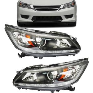 munirater 1 Pair Headlights for 2013 2014 2015 Accord Sedan Headlamp DRL Halogen Black Driver and Passenger Side RH&LH