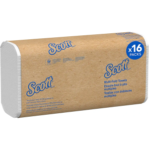 Scott Professional Multifold Paper Towels, Bulk (01804), with Absorbency Pockets, 9.2" x 9.4" sheets, White (250 Sheets/Pack, 16 Packs/Case, 4,000 Sheets/Case)