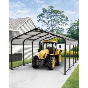 Metal Carport 12x21 Heavy Duty Easy Snow Off & Self Draining Design, 70KG/ Load Ideal for Snow/Rain/Wind Conditions, Enhanced Base & Double Rust Proof Coating & Galvanized for Boats and Car, Truck