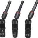 3pcs Magnetic Pivoting Nut Driver Set Hex Shank Quick Change Power Nut Driver Drill Bit Impact Driver Socket Set Nut Setter 1/4, 5/16, 3/8-Inch