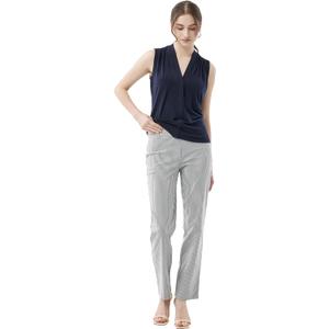 Women’s Super Stretch Straight Fit Comfy Pull-On Business Casual Pants Large, White/Black