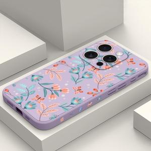 for iPhone 16 Pro Case Anti Scratch Microfiber Lining Phone Cover Silicone Ultra Slim Case for iPhone 16 Pro 6.3 inch-Leaf Purple