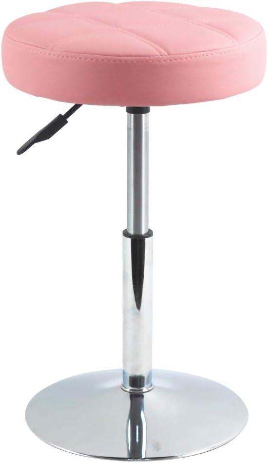 FURWOO Short Round PU Leather Shop Stool - Padded Stool for Salon,SPA,Manicure and Vanity - Small Pink