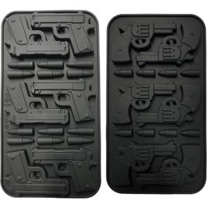 Silicone Gun Handgun and Revolver Pistol Bullet Chocolate candy Ice Tray Homemade DIY Chocolate Mould 2 Different molds