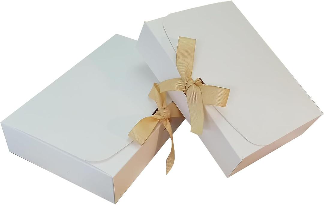 SULALIN White Gift Boxes With Lids & Ribbons For Presents,Sturdy 20Pack 8.2x5.9x1.9 in Cardboard Gift Boxes For Bridesmaid Proposals, Groomsmen, White Boxes For Gifts,Party Favors