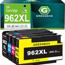GREENBOX Compatible 962 962XL Ink Cartridge (Latest Chip) Replacement for HP 962 XL Ink Cartridges for OfficeJet Pro 9010 9012 9015 9016 9018 9019 9020 9022 9025 Printer, 4 Pack for 962XL Cartridge