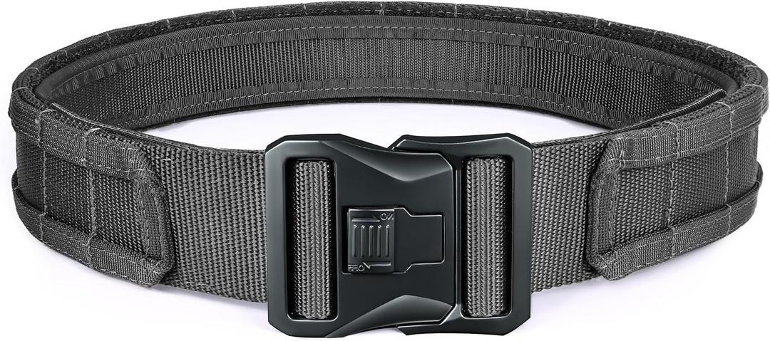 Battle Molle Belt Military Grade, Newly Upgrade Quick Release Buckle 2.0" Tactical Belt, Law Enforcement Duty Belts (Black, M)