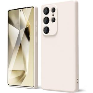 oakxco for Samsung Galaxy S25 Ultra Case Silicone, Thin Slim Grip Soft Rubber Gel Protective Phone Case for Women, Matte Plain Solid Color Aesthetic Cute Girly Case with Camera Cover, Beige Stone