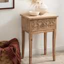 Kate and Laurel Cassetta Soft Rustic Rectangle Side Table; 19 x 14 x 28; Hazelnut; Wooden Living Room End Table with Useful Pull Drawer for Storage