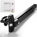 IRONWALLS 32 Inch Commercial Push bar Panic Exit Device for Emergency Exit Doors 32" to 48" Wide, Heavy Duty Stainless Steel Panic Bars with Exterior Lever Trim Handle, Panic Door Hardware, Black