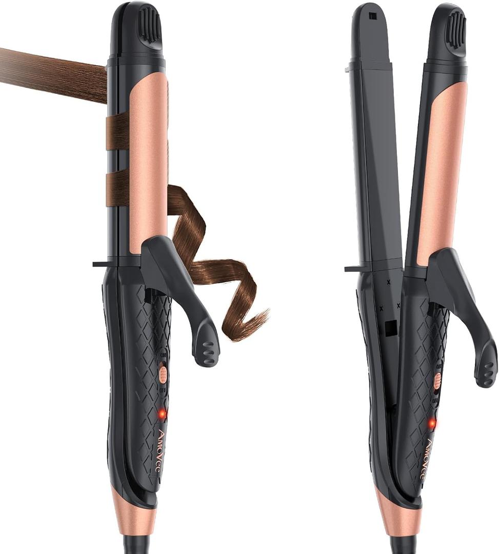 Dual Voltage Curling Iron 2-in-1 Curling Iron 1 Inch,(100V~240V) Dual Voltage Hair Straightener Travel CurlingIron European Flat Iron(Black)