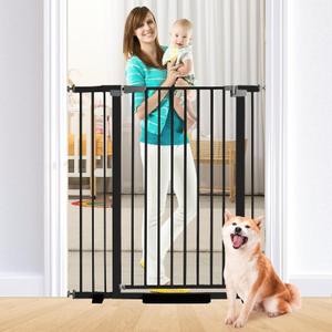 41 Inch Tall Baby Gate Auto Close Dog Gate Adjustable 29.92"-43.71" Wide Pressure Mounted Walk Through Swing Pet Gate for Doorways (Black, 29.92"-43.71" Wide)