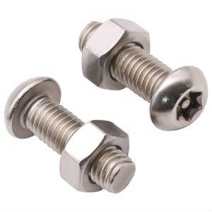 2 x M6-1.0 x 25mm Button Torx Drive Head Machine Screws with Stainless Steel Hex Nuts, Torx with Pin Tamper Resistant Security Screws, 304 Stainless Steel 18/8, 20 Sets