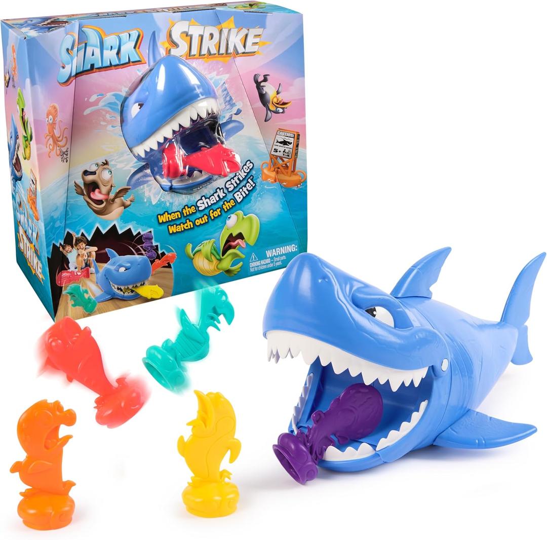 Spin Master Games, Shark Strike, Bowling Game with Wind-Up Jaw-Chomping Action, Easy Activity Toy for Preschoolers, Fun for Kids & Family, 2-4 Players, for Ages 5 & Up