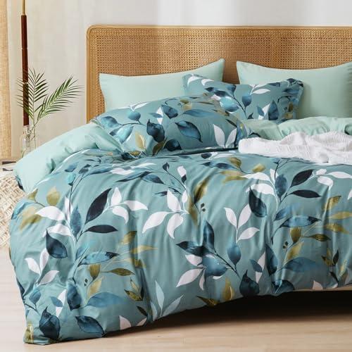 PHF Ultra Soft Floral Duvet Cover Twin Size, Printed Bedding , Comfy Farmhouse Pattern Duvet Cover Set with 1 Pillow Shams,  Sage Green Botanical, Twin