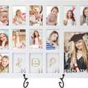 School Years Picture Frame Pre K to 12 White Graduation Gift Collage Frame with Stand Easel, Displays One 4x6 and Twelve 2x3 Wallet Photos