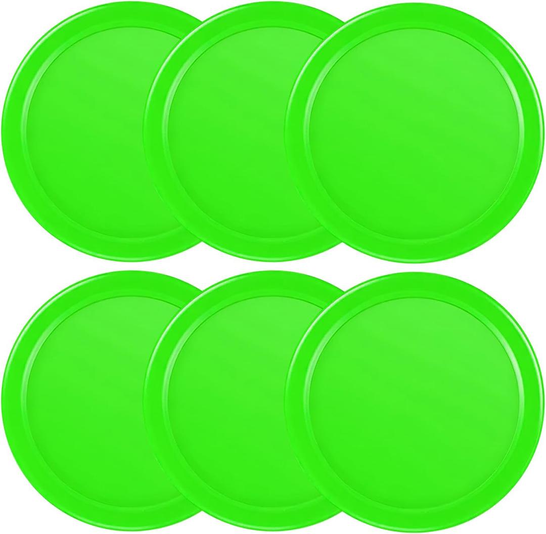 Coopay 3 1/4 Inches Air Hockey Pucks 6 Pack Full Size Heavy Replacement Pucks for Game Tables Equipment Accessories (Green)