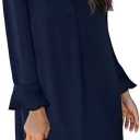 QACOHU Fall Dresses for Women 2026 Casual V Neck Long Sleeves Flowy Mini Tunic Dress, M