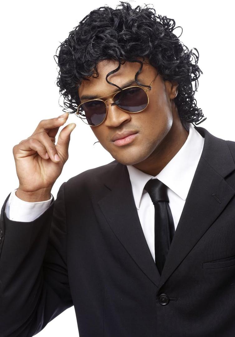 boys Wet Look Costume Wig, Black, One Size US (Black)