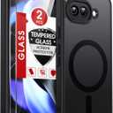 LeYi for Google Pixel-9A Case: Pixel 9A Phone Case with [2 Packs] Screen Protector & Camera Bump Protection, [Mag-Safe Fit] Matte Translucent, Shockproof para Pixel9A Cover Unlocked Accessories, Black (Pixel 9a (6.3 Inch))
