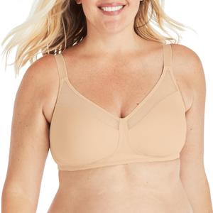 Playtex Women's 18 Hour Minimizer Smoothing Full-Coverage Wireless T-Shirt Bra with Mesh Trim (36 C, Beige)