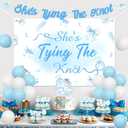 Blue Bow Bachelorette Party Decorations She's Tying The Knot Banner Blue Bow Bachelorette Backdrop Cake Cupcake Toppers for Bridal Shower Engagement Wedding Party Supplies