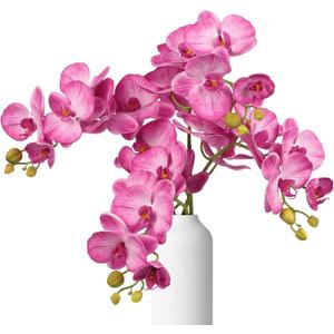 Vintage Pink Orchid Artificial Flowers 29.52" Real Touch Latex Faux Butterfly Pink Phalaenopsis Branches Fake Flower for Home Party Wedding Bridal Shower Decoration