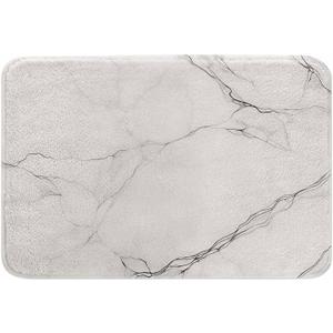 Marble Bathroom Mat Rugs Abstract White Gray Marble Texture Microfiber Faux Cashmere Thick Plush Bath Mat Non-Slip Water Absorbent Bath Carpet for Bathtub Bathroom Floor Tub 16X24 Inch