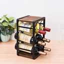 Rustic Wood Countertop Wine Rack 6 Bottles No Need Assembly Brown