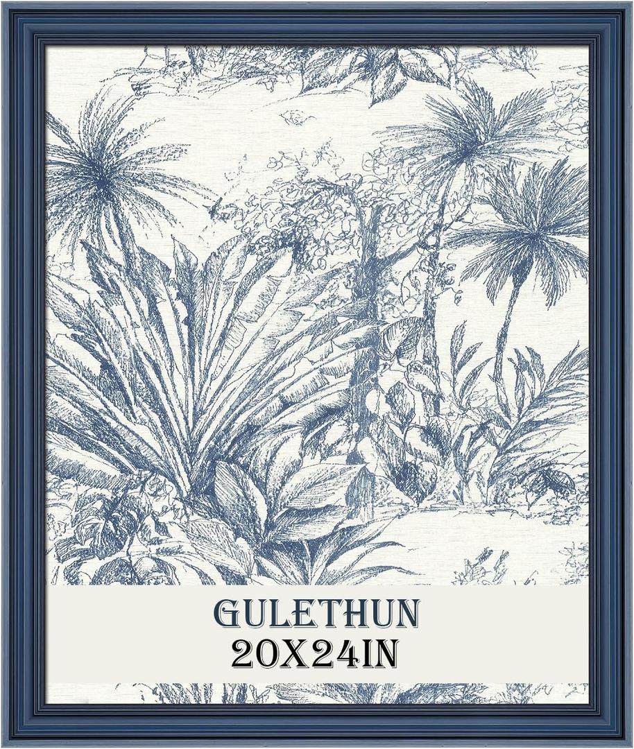 GULETHUN 20x24 Frame, Transitional Modern Design Picture Frames, 20 by 24 Rustic Poster Frame for Home Decor, Blue Vintage Photo Frame, Horizontal or Vertical Display, Choose Size & Color, 20x24in