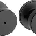 Kwikset Pismo Interior Privacy Door Knob with Lock, Door Handle For Bathroom and Bedroom, Matte Black Keyless Turn Lock Doorknob, with Microban Protection