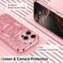 Hython for iPhone 16 Pro Case Glitter, Compatible with MagSafe Love Heart Magnetic Clear Phone Cases for Women Girls, Full Camera Protection Sparkle Shockproof Protective Cover, Shiny Pink