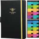 2026-2027 Planner - Planner 2026-2027 Weekly and Monthly with Calendar Stickers, JUL 2026 - JUN 2027, 5.75" x 8.25", Saffiano Leather, Pen Loop, Back Pocket - Black Bee