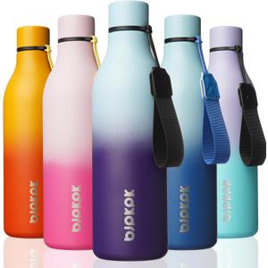 BJPKPK Insulated Water Bottles, 25 oz Stainless Steel Metal Water Bottle with Strap, BPA Free Leak Proof Thermos, Mugs, Flasks, Reusable Water Bottle for Sports & Travel, Ocean Dream, Pack of 1