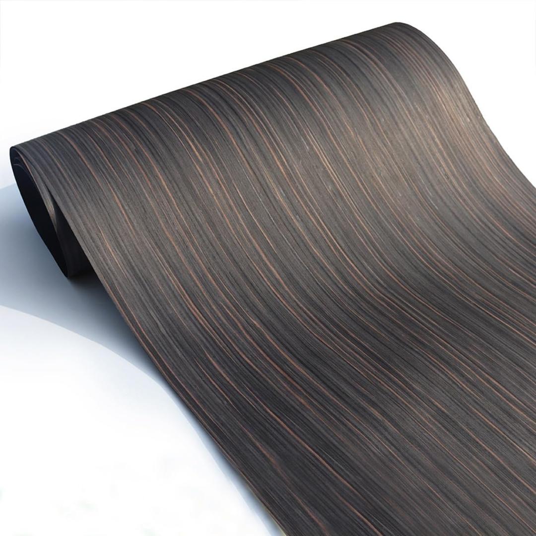Natural Black Ebony Wood Veneer, Straight Grain | 23" x 98" Sheet | Ideal for Furniture Refurbishing, Guitar Building, Speaker Panels, Automotive Interior, and Handmade DIY Projects