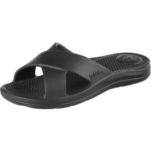 totes Women's Everywear Cross Slide Sandal (9, Black)