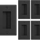 Iwillink Brush Wall Plate (5 Pack), Cable Pass Through Insert for Wires, Single Gang Cable Access Strap, Wall Socket for HDTV, Home Theater Systems - Black